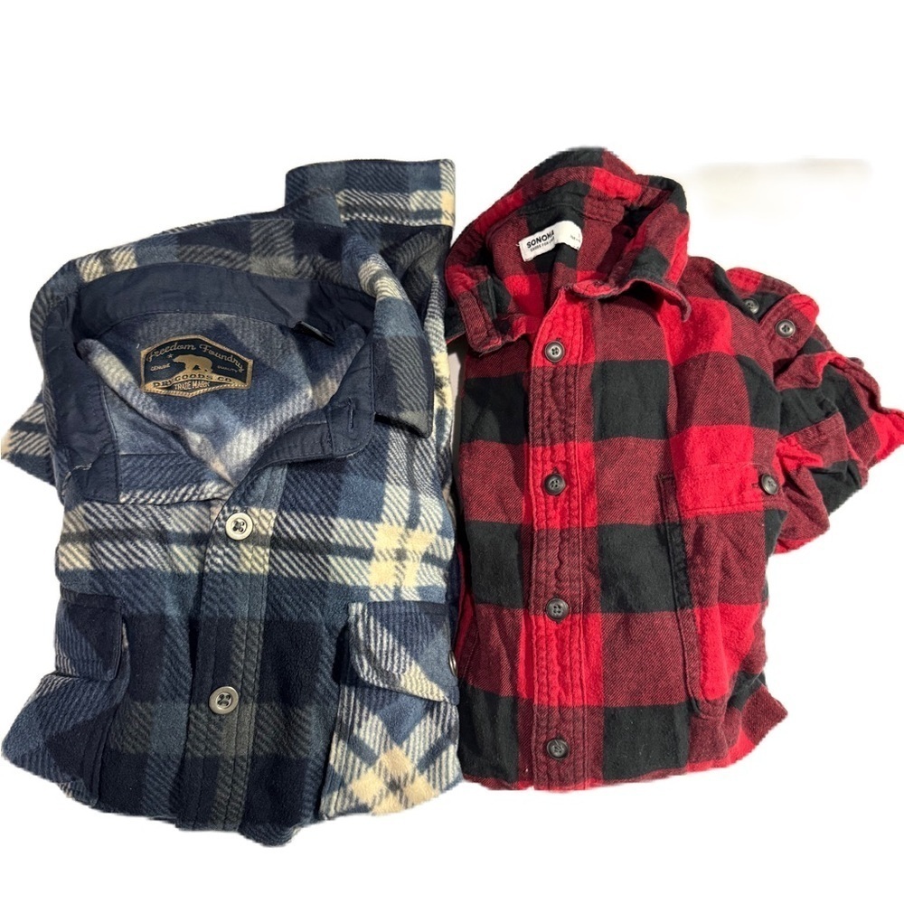 Freedom Foundry & Sonoma XL men’s Plaid Shirts Red & Blue set